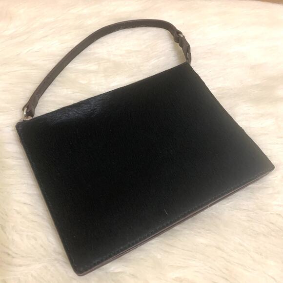 ANN TAYLOR LOFT Black Calf Hair & Brown Leather Demi Bag Clutch Purse - Picture 14 of 15